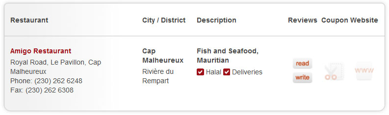 Mauritius restaurants free listing