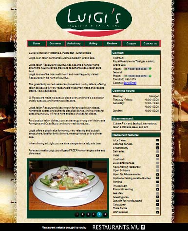 Mauritius restaurant home page