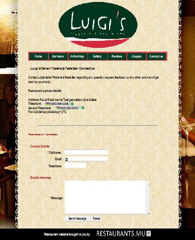 Mauritius restaurant contact website